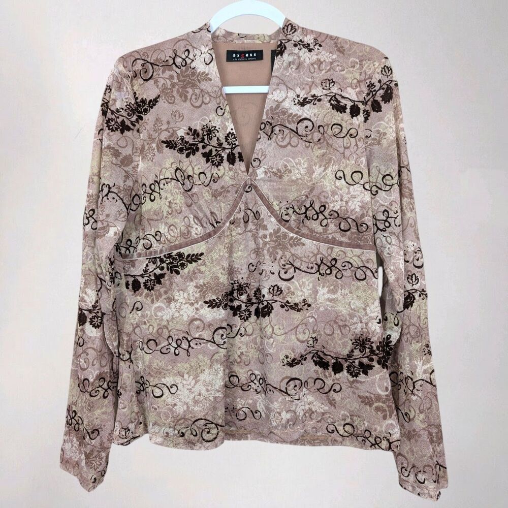 Vintage Y2K Floral Babydoll Mesh Top Size XL